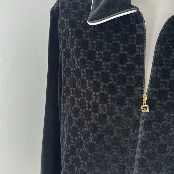 Vintage St.John Sport Embossed SJ Velvet Full Zip - Picture 2 of 5